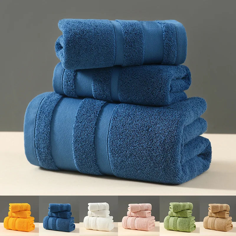 1piece Solid Color Towels Of Different Sizes Cotton Gift Set