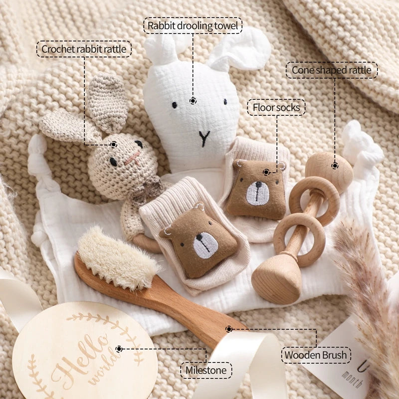 Baby Gift Set Newborn Infant Baby Towel Newborn Bath Toy Baby Drool