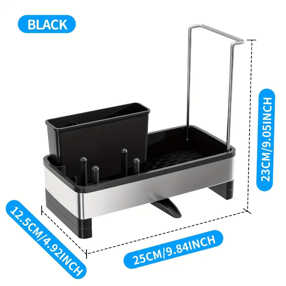 Stainless Steel Sponge Rack with Drain - Multi-Functional Kitchen Bath