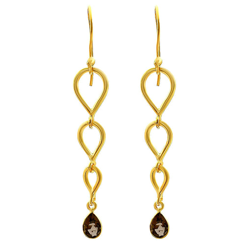 18K Gold Over Brass Natural Gemstones Pear Shape Earrings TGE1008
