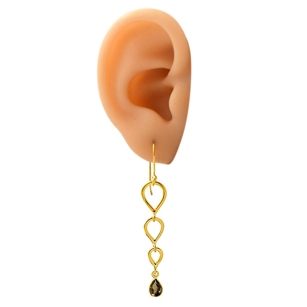 18K Gold Over Brass Natural Gemstones Pear Shape Earrings TGE1008
