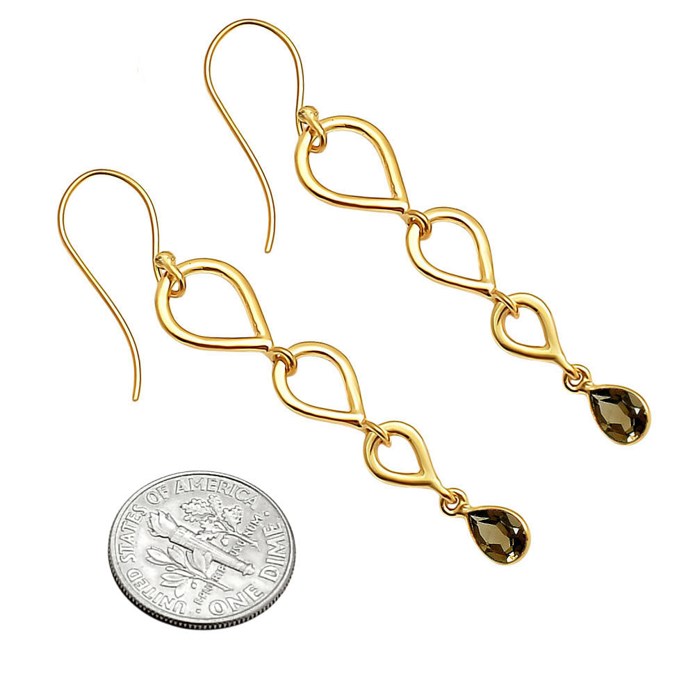 18K Gold Over Brass Natural Gemstones Pear Shape Earrings TGE1008