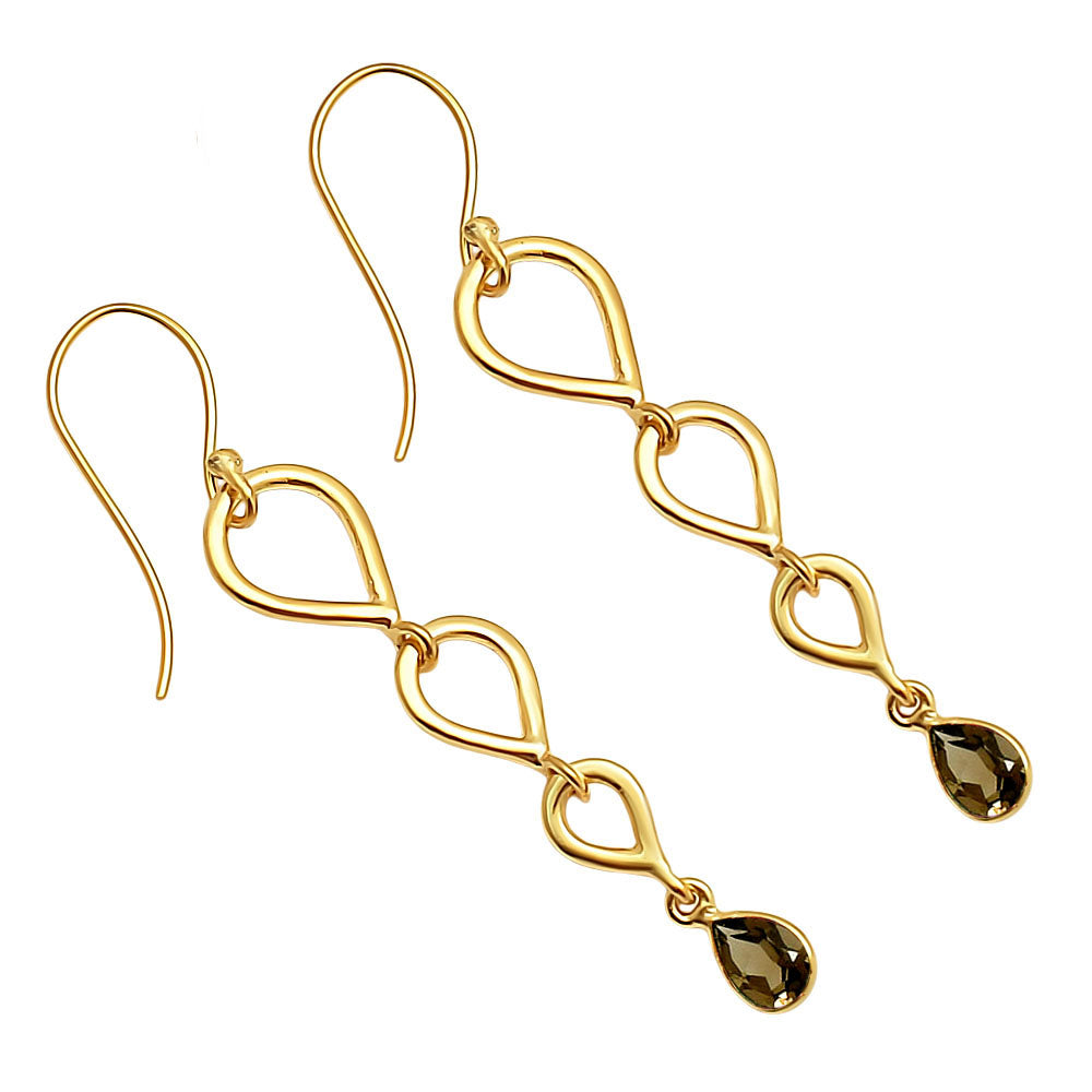 18K Gold Over Brass Natural Gemstones Pear Shape Earrings TGE1008