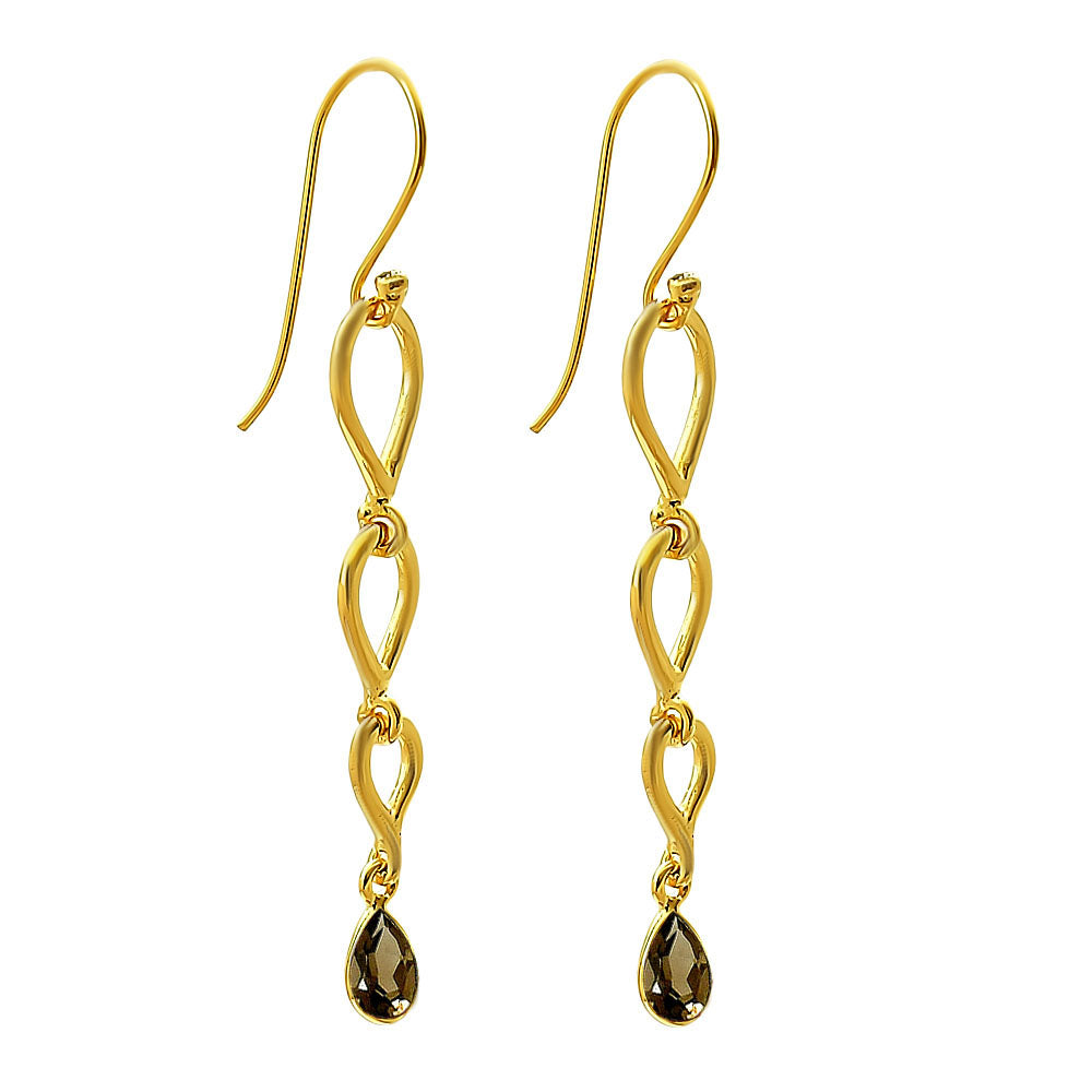 18K Gold Over Brass Natural Gemstones Pear Shape Earrings TGE1008