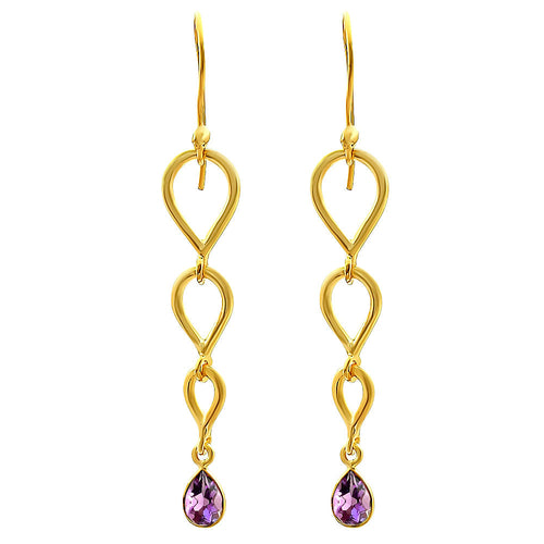 18K Gold Over Brass Natural Gemstones Pear Shape Earrings TGE1008