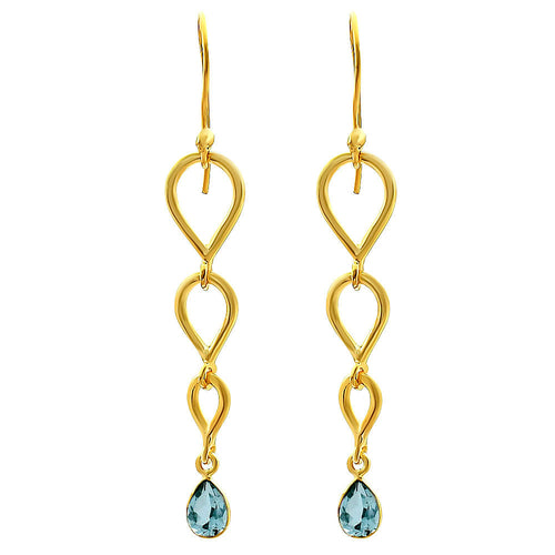 18K Gold Over Brass Natural Gemstones Pear Shape Earrings TGE1008