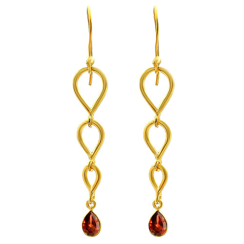 18K Gold Over Brass Natural Gemstones Pear Shape Earrings TGE1008