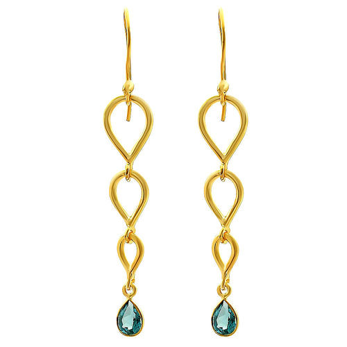 18K Gold Over Brass Natural Gemstones Pear Shape Earrings TGE1008