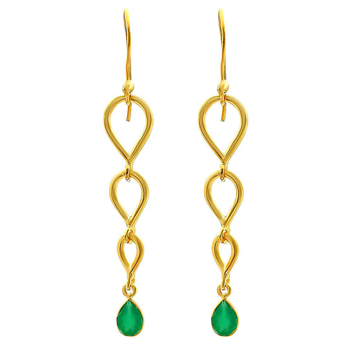 18K Gold Over Brass Natural Gemstones Pear Shape Earrings TGE1008