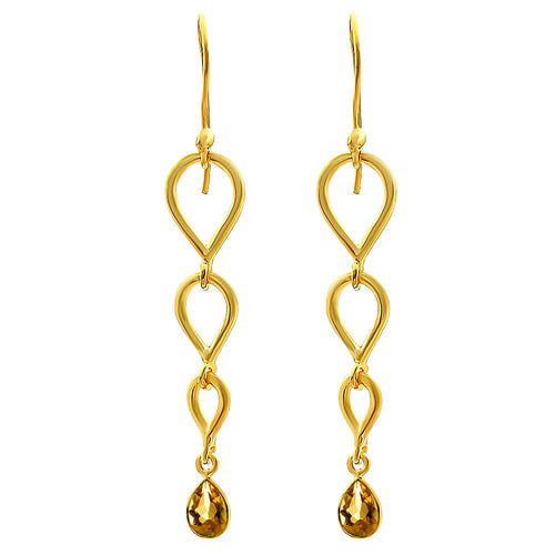18K Gold Over Brass Natural Gemstones Pear Shape Earrings TGE1008