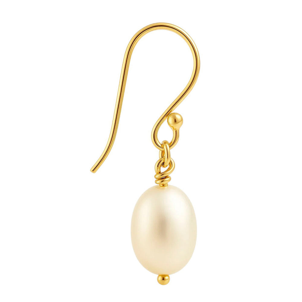 18K Gold Over Brass Natural Fresh Water Pearl Earrings Jewelry EM-1284
