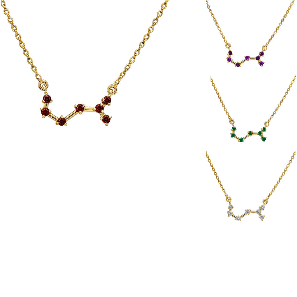 18K Gold Over Brass Round Cut Gemstones Necklace Jewelry EN-1039
