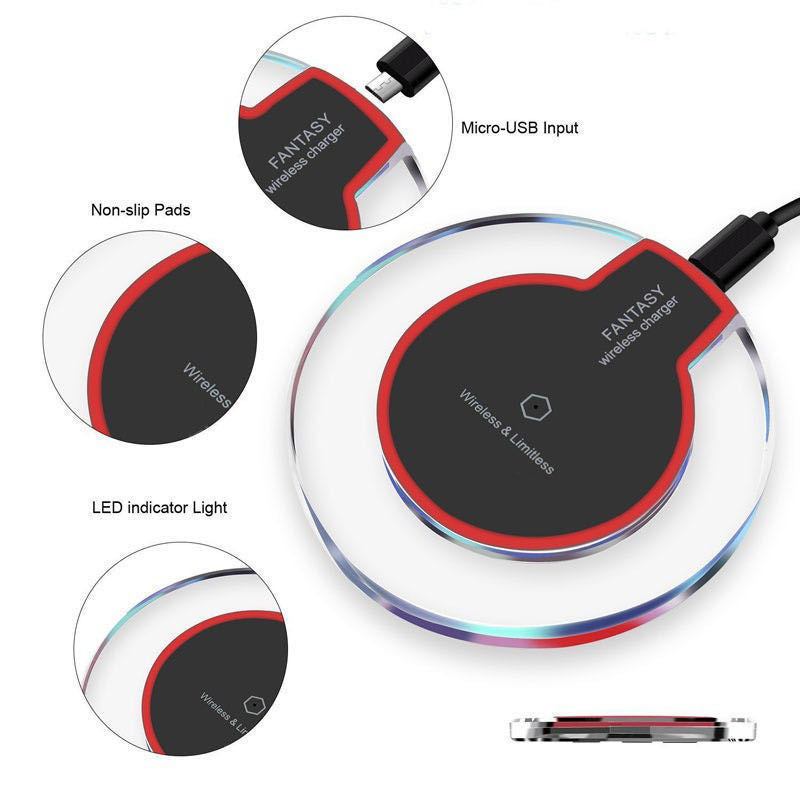 New Wireless Charging Dock Charger Crystal Round Charging Pad With