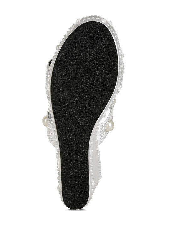 Django Pearl Embellished Wedge Sandals