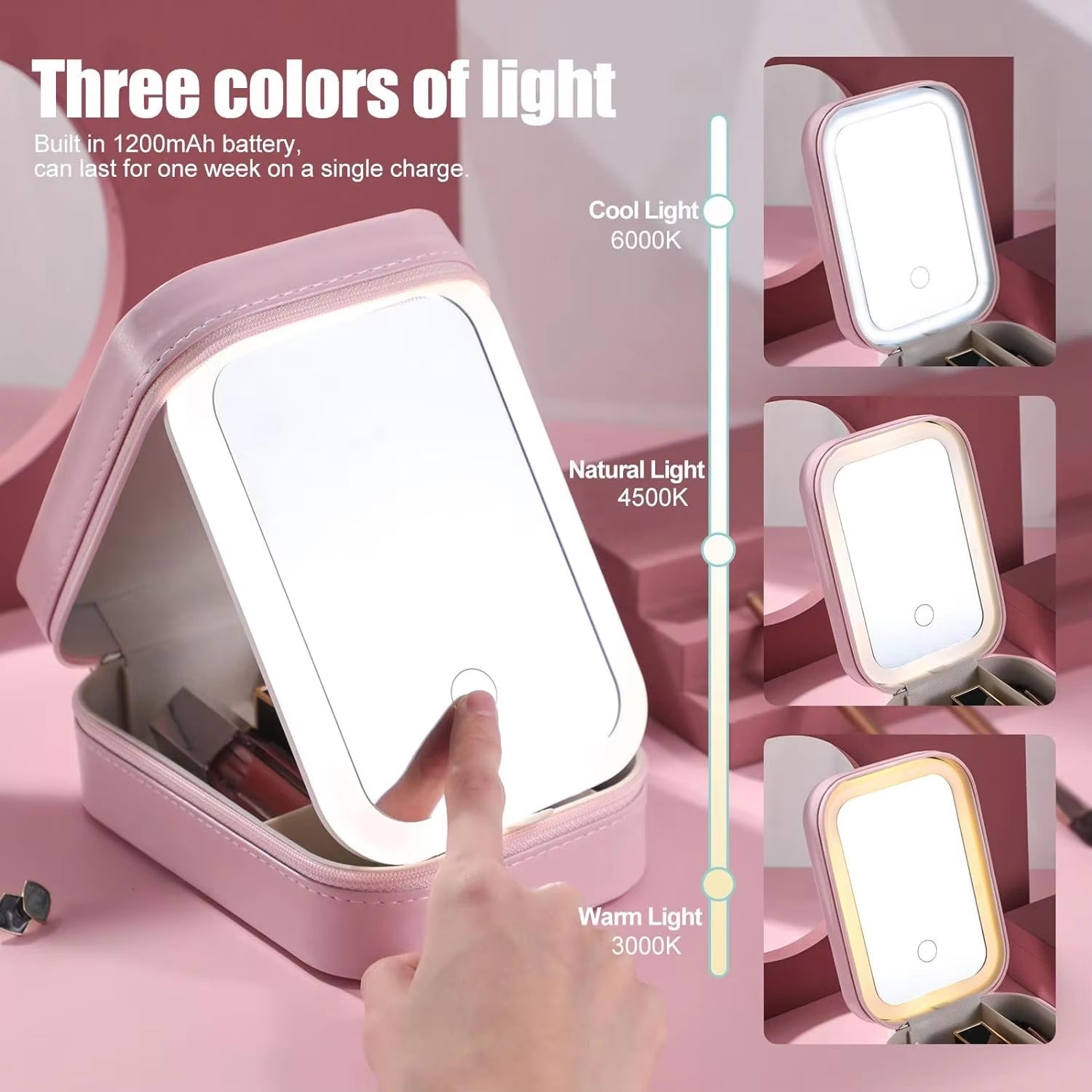 Makeup Brushes With Case Set Portable LED Mirror Makeup Jewelry