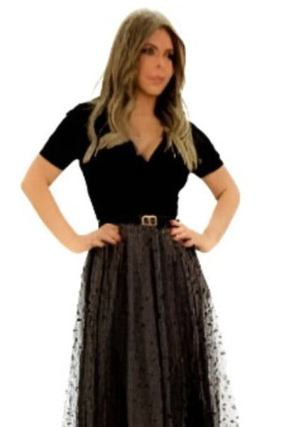 Chic Two Pieces  T-Shirt with Polka Dot Tutu Skirt Sets
