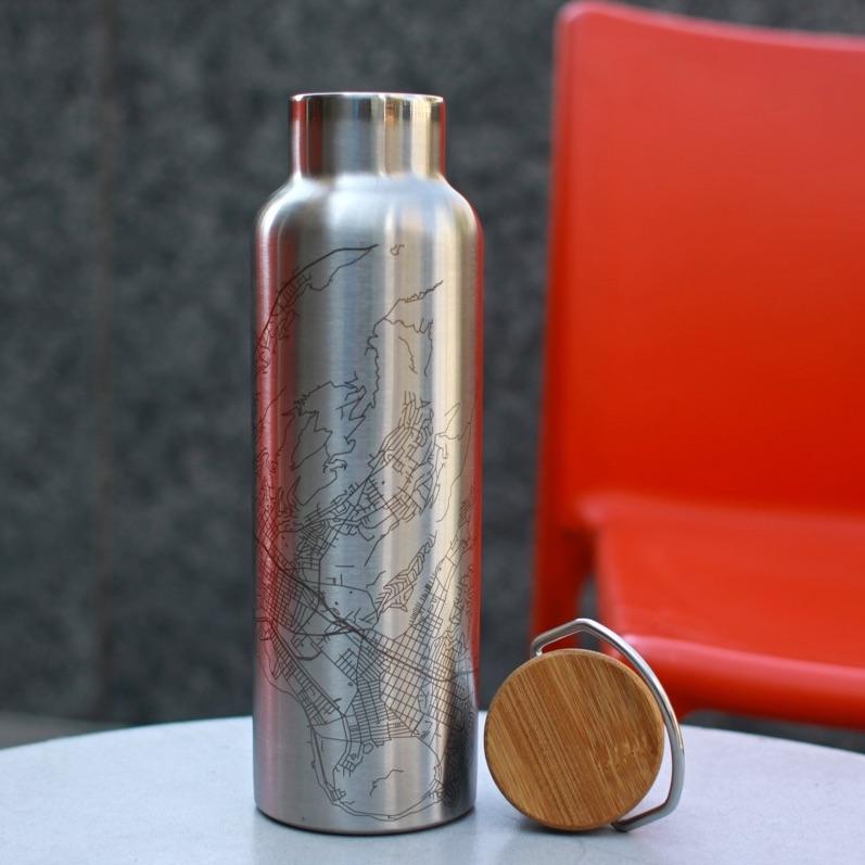 Cormorant Lake - Manitoba Map Bottle with Bamboo Top