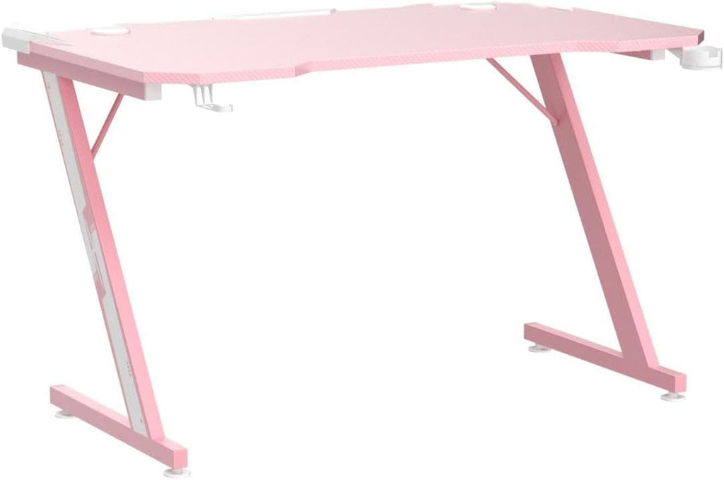 Gaming Computer Desk with Carbon Fiber Surface, Gaming Table Z Shaped