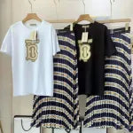 Chic Women's Two Pieces T-shirt & Long Pleated Skirt Sets