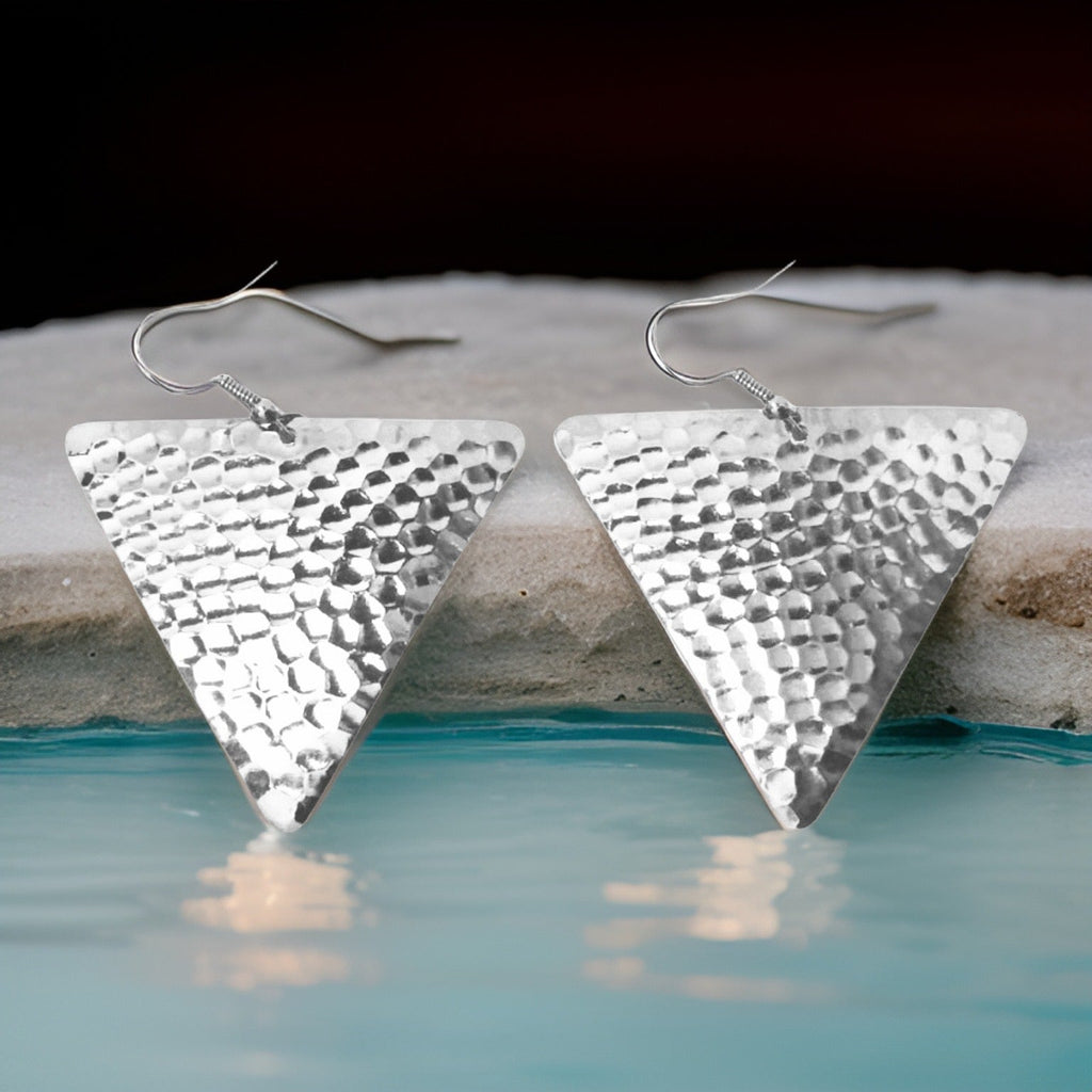 Hammered Triangle Dangle Earrings