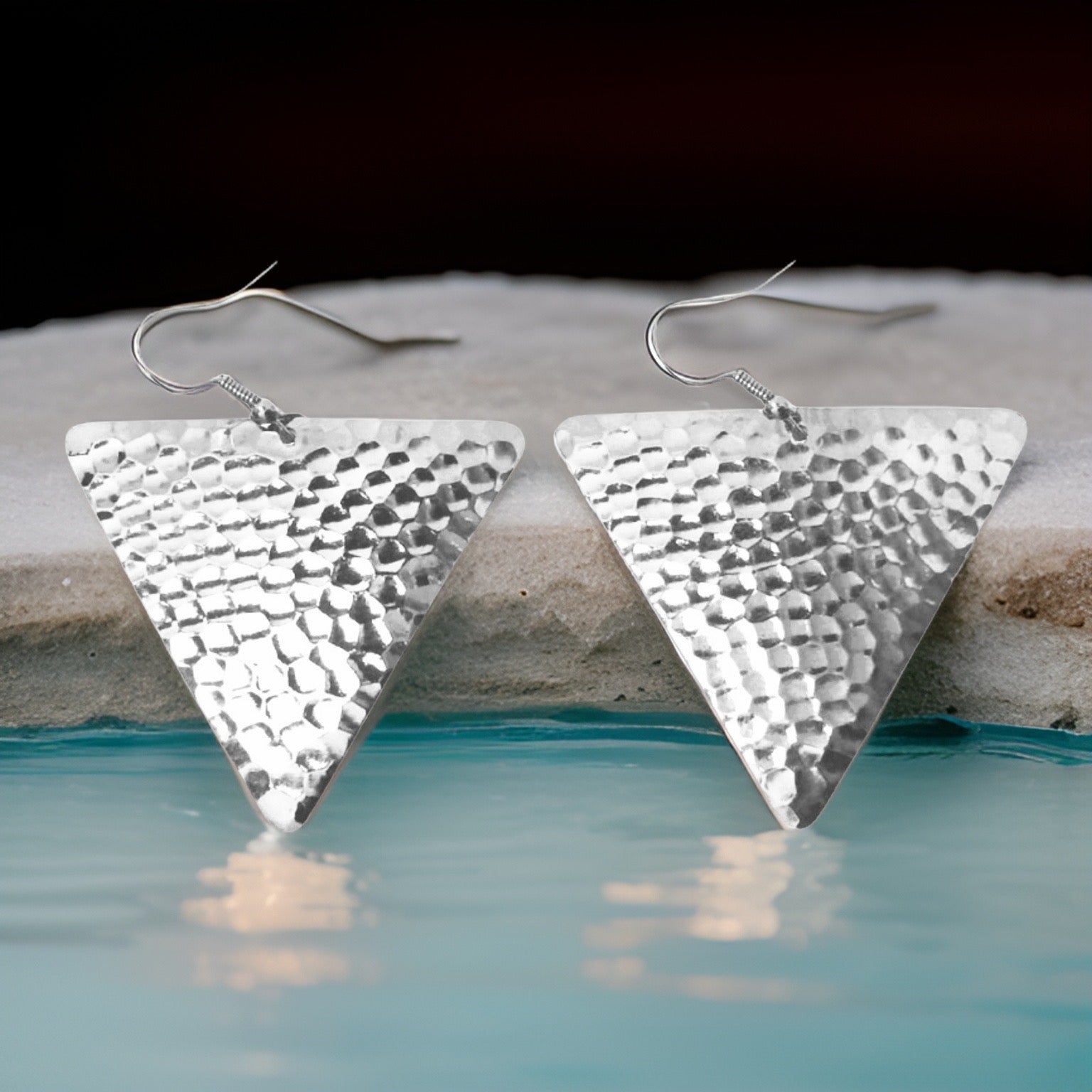 Hammered Triangle Dangle Earrings